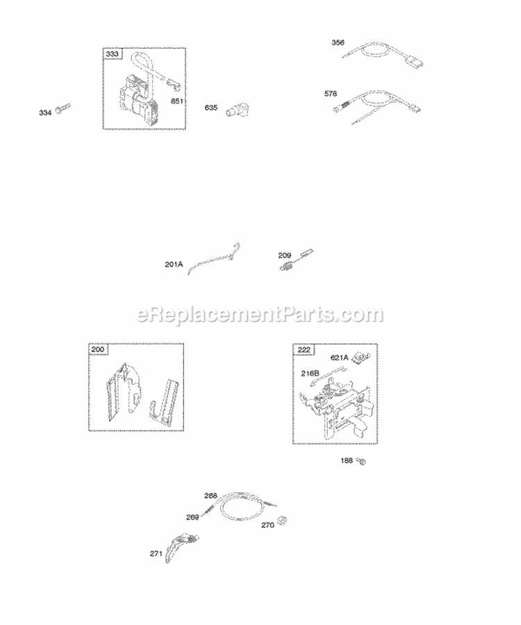 Controls Governor Spring Ignition Diagram and Parts List for 094202-0117-E1  Briggs and Stratton Engine